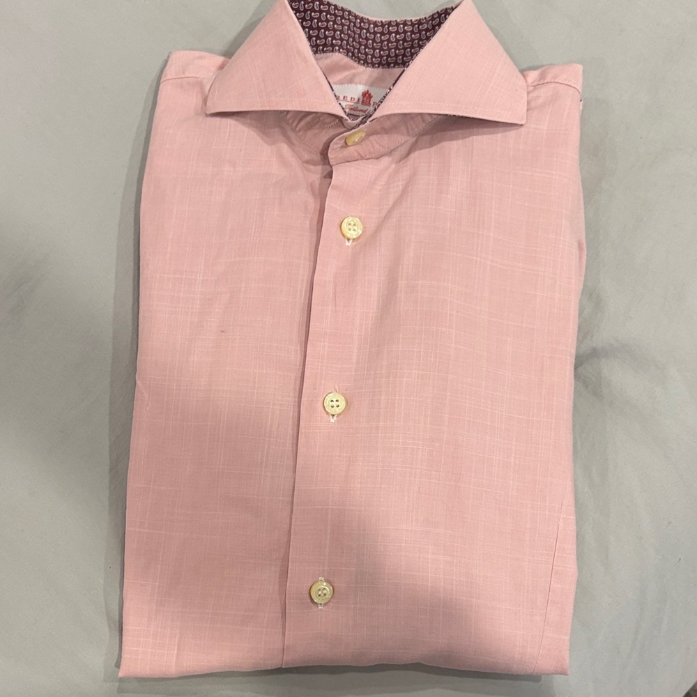 Men's Pink Dress Shirt with Contrast Inner Collar